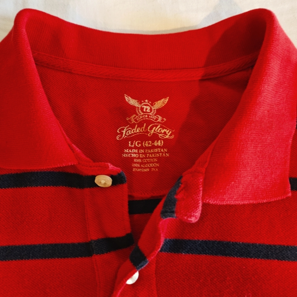Red and Black Striped Polo